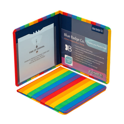 Blue Badge Wallet - Disabled Parking Permit Holder Rainbow Stripe  - UK Made