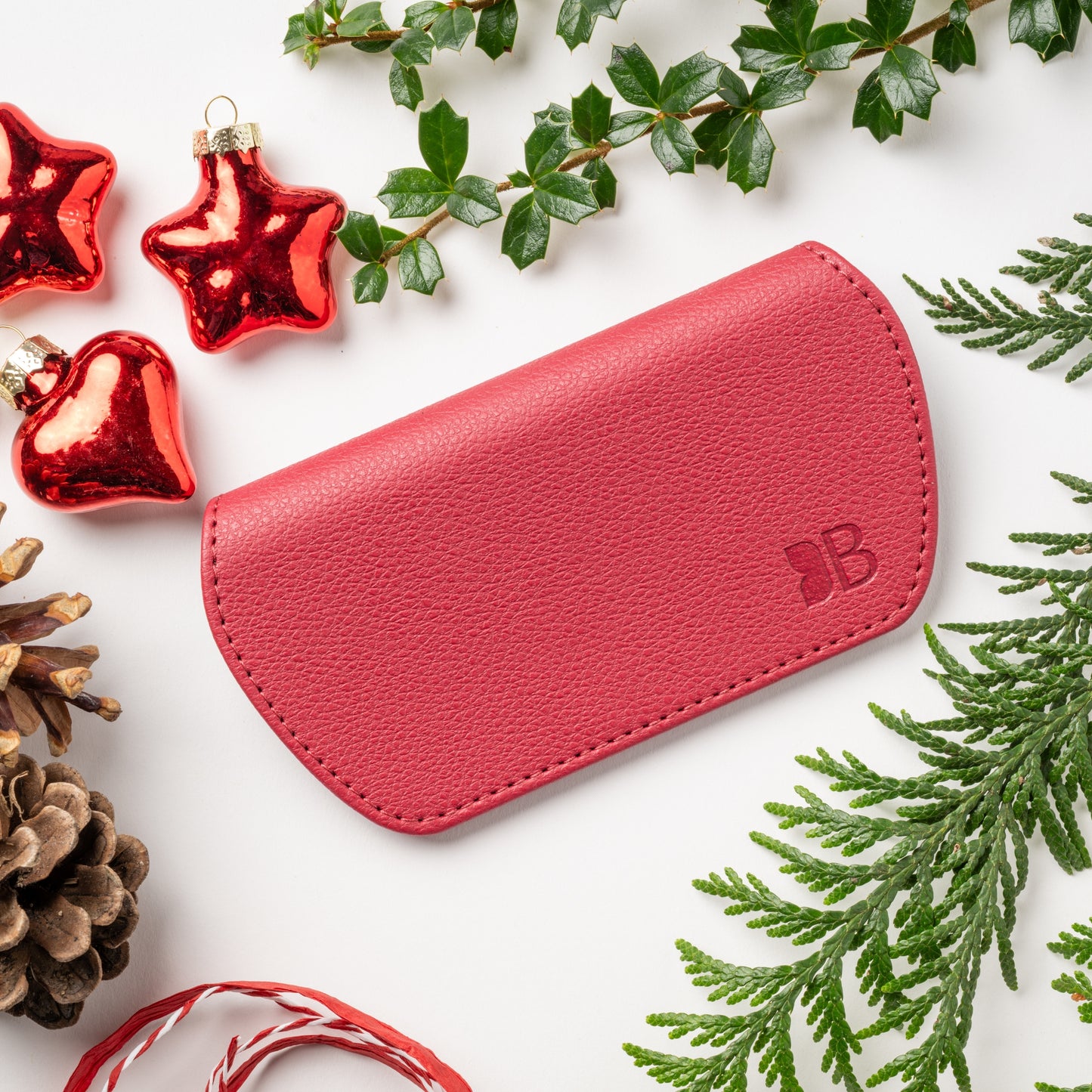 Slim Magnetic Close Glasses Cases Made from Recycled Bottles in Raspberry Red