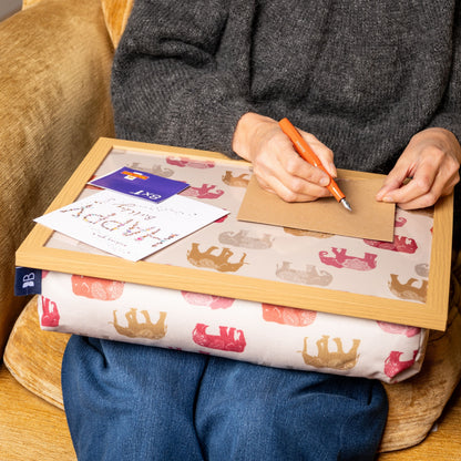 Bean Bag Cushioned Wooden Frame Lap Tray in Nelly Elephant