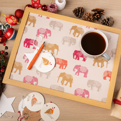 Bean Bag Cushioned Wooden Frame Lap Tray in Nelly Elephant