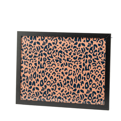 Bean Bag Cushioned Wooden Frame Lap Tray in Leopard