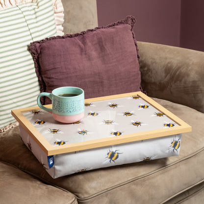 Bean Bag Cushioned Wooden Frame Lap Tray in Busy Bees