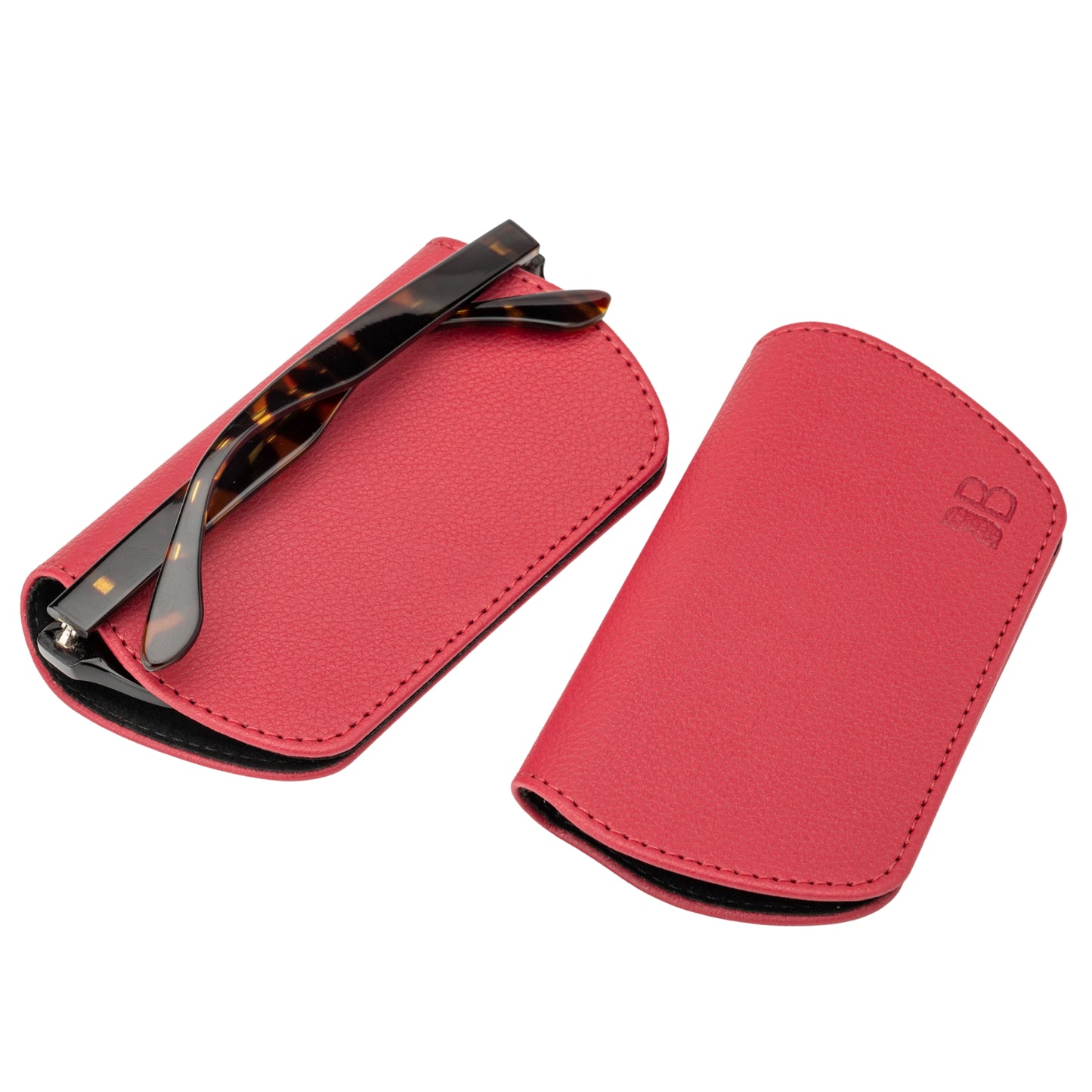 Slim Magnetic Close Glasses Cases Made from Recycled Bottles in Raspberry Red