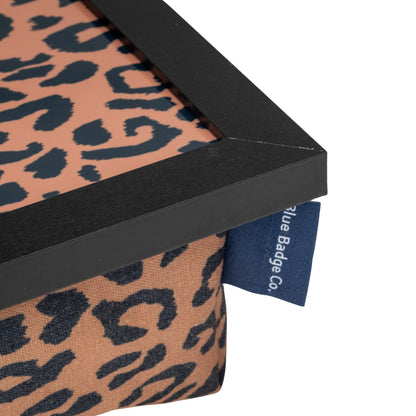 Bean Bag Cushioned Wooden Frame Lap Tray in Leopard