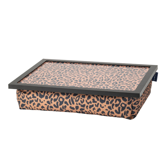 Bean Bag Cushioned Wooden Frame Lap Tray in Leopard