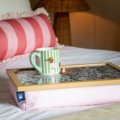 Bean Bag Cushioned Wooden Frame Lap Tray in William Morris Golden Lily  Plum