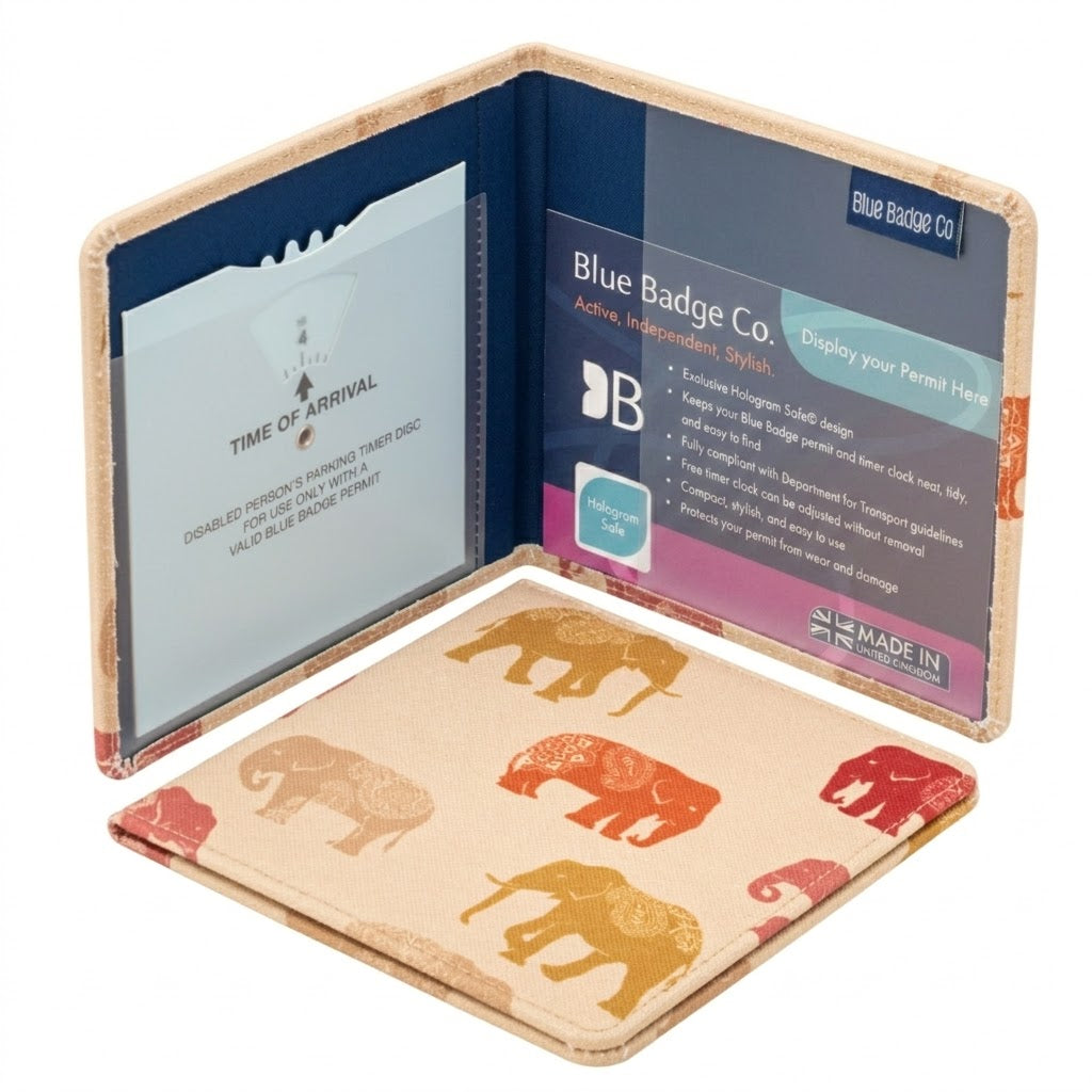 Blue Badge Wallet - Disabled Parking Permit Holder Nelly Elephant - UK Made