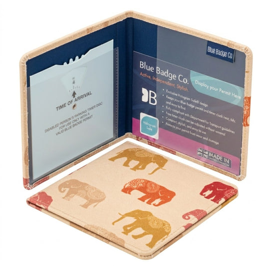 Blue Badge Wallet - Disabled Parking Permit Holder Nelly Elephant - UK Made