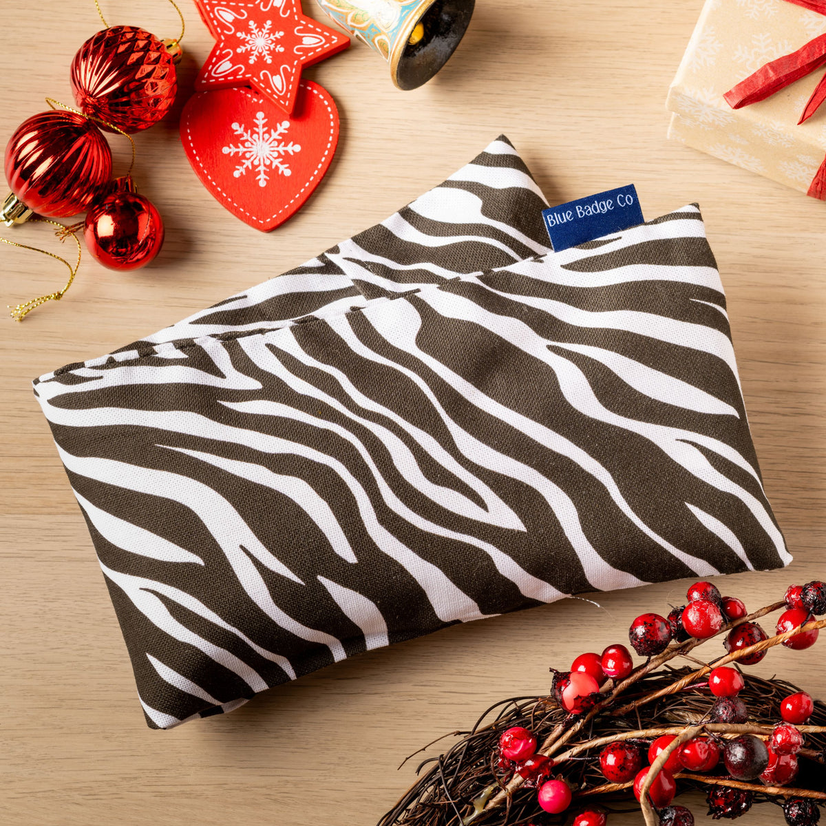 Lavender Wheat Warmer, Heated Wheat Bag in Zebra Fabric - UK Made