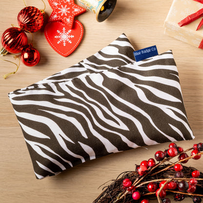 Lavender Wheat Warmer, Heated Wheat Bag in Zebra Fabric - UK Made