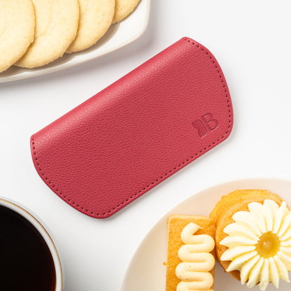 Slim Magnetic Close Glasses Cases Made from Recycled Bottles in Raspberry Red
