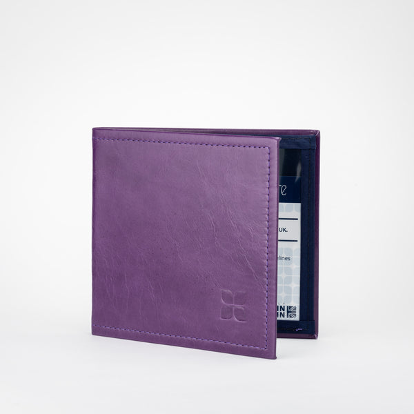 Italian Leather Disabled Blue Badge Wallet in Purple