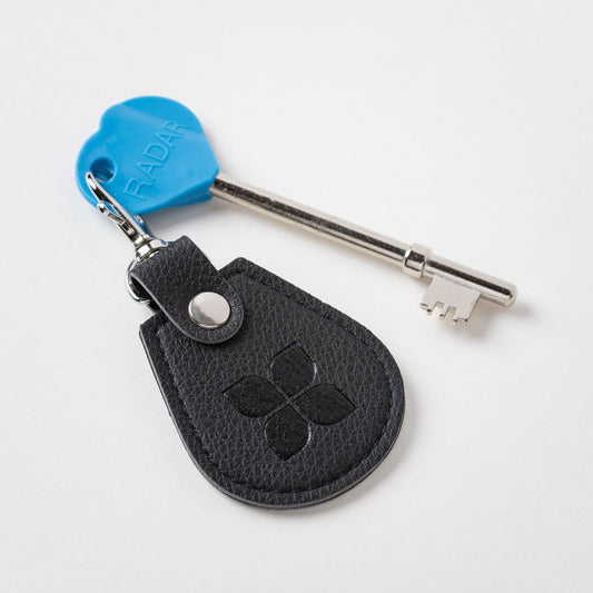 Vegan Leather Recycled Bottles Keyring with Disabled Toilet RADAR Key in Black