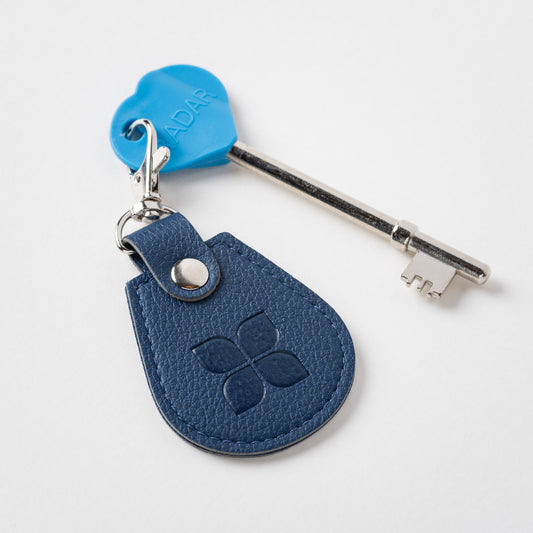 Vegan Leather Recycled Bottles Keyring with Disabled Toilet RADAR Key in Navy