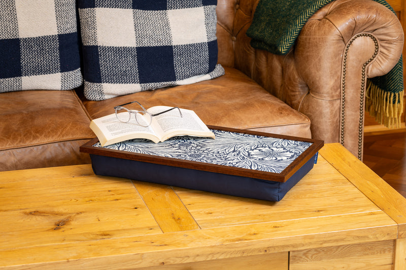 Extra Large Bean Bag Lap Tray in William Morris Marigold Indigo