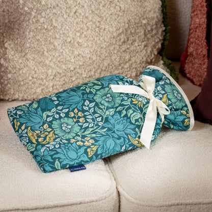 Large Hot Water Bottle in William Morris Mallow Teal