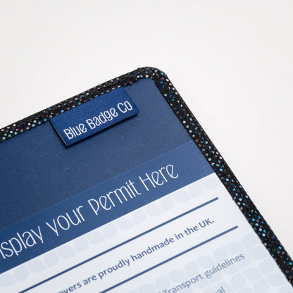 Disabled Blue Badge Parking Permit Wallet in Holographic Black Glass