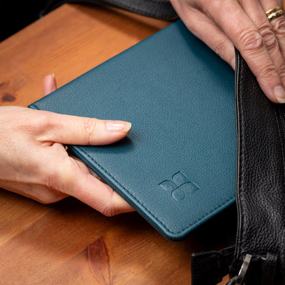 Vegan Leather Blue Badge Parking Permit Wallet Made from Recycled Bottles in Peacock