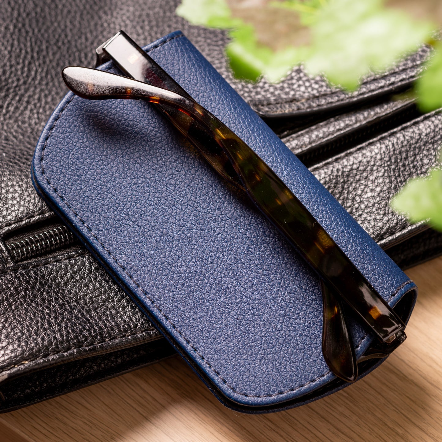 Slim Magnetic Close Glasses Cases Made from Recycled Bottles in Navy