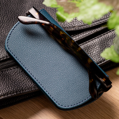 Slim Magnetic Close Glasses Cases Made from Recycled Bottles in Peacock