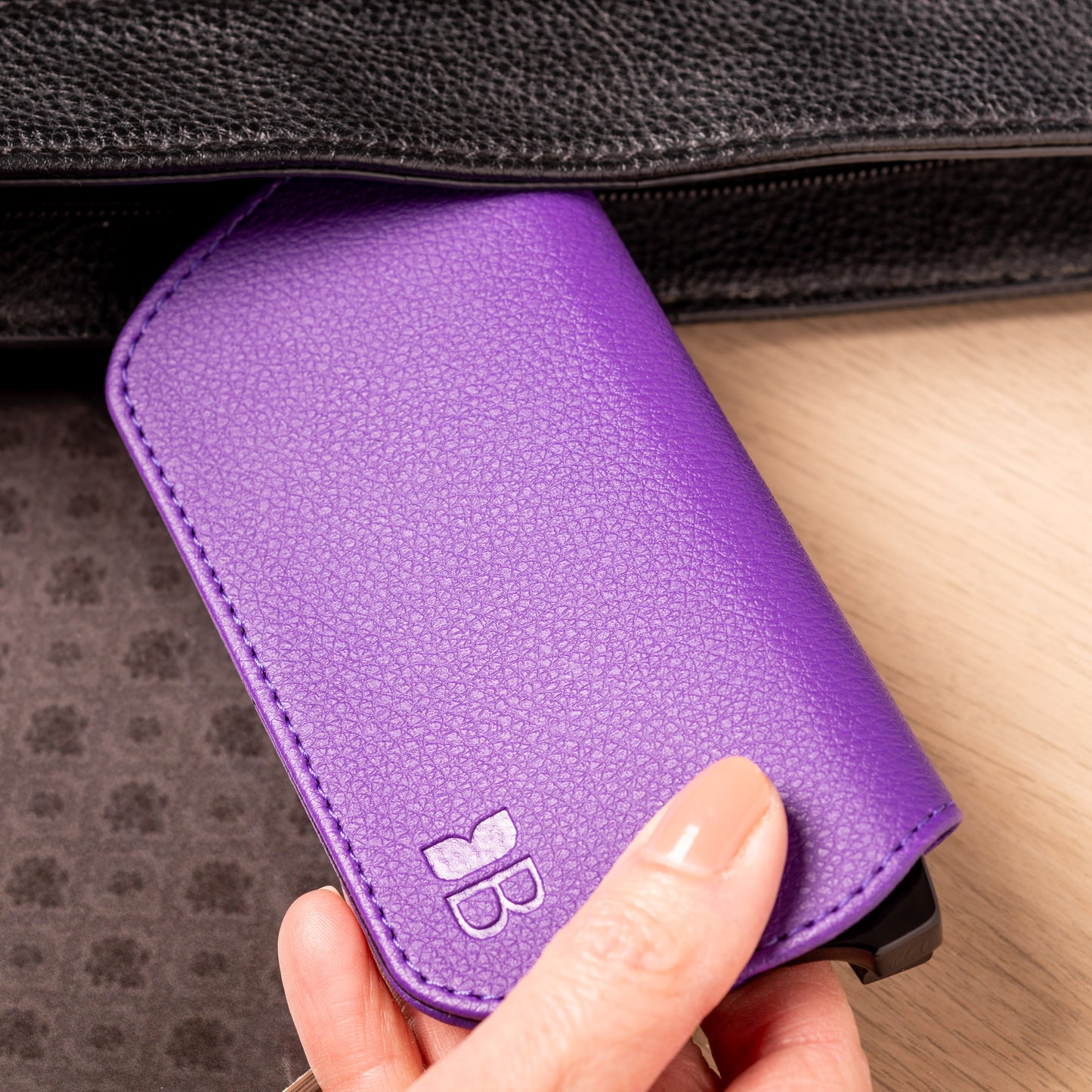 Slim Magnetic Close Glasses Cases Made from Recycled Bottles in Purple