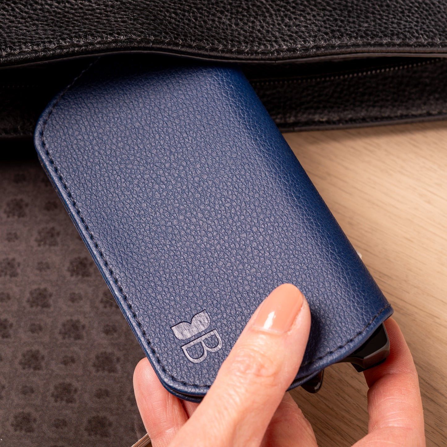 Slim Magnetic Close Glasses Cases Made from Recycled Bottles in Navy