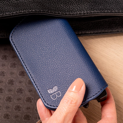 Slim Magnetic Close Glasses Cases Made from Recycled Bottles in Navy