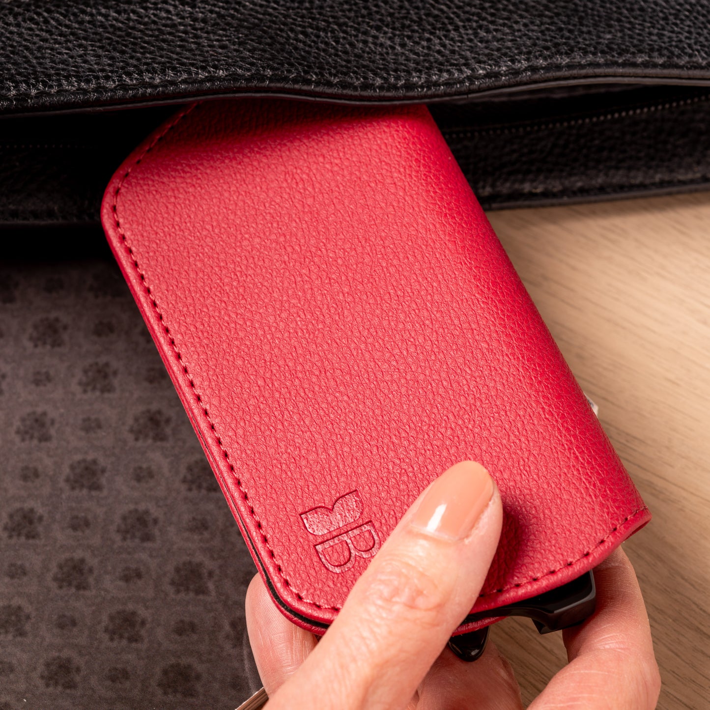 Slim Magnetic Close Glasses Cases Made from Recycled Bottles in Raspberry Red