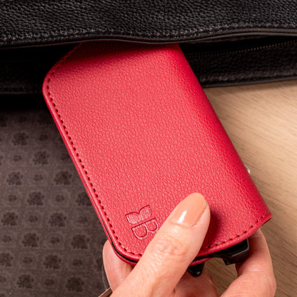 Slim Magnetic Close Glasses Cases Made from Recycled Bottles in Raspberry Red