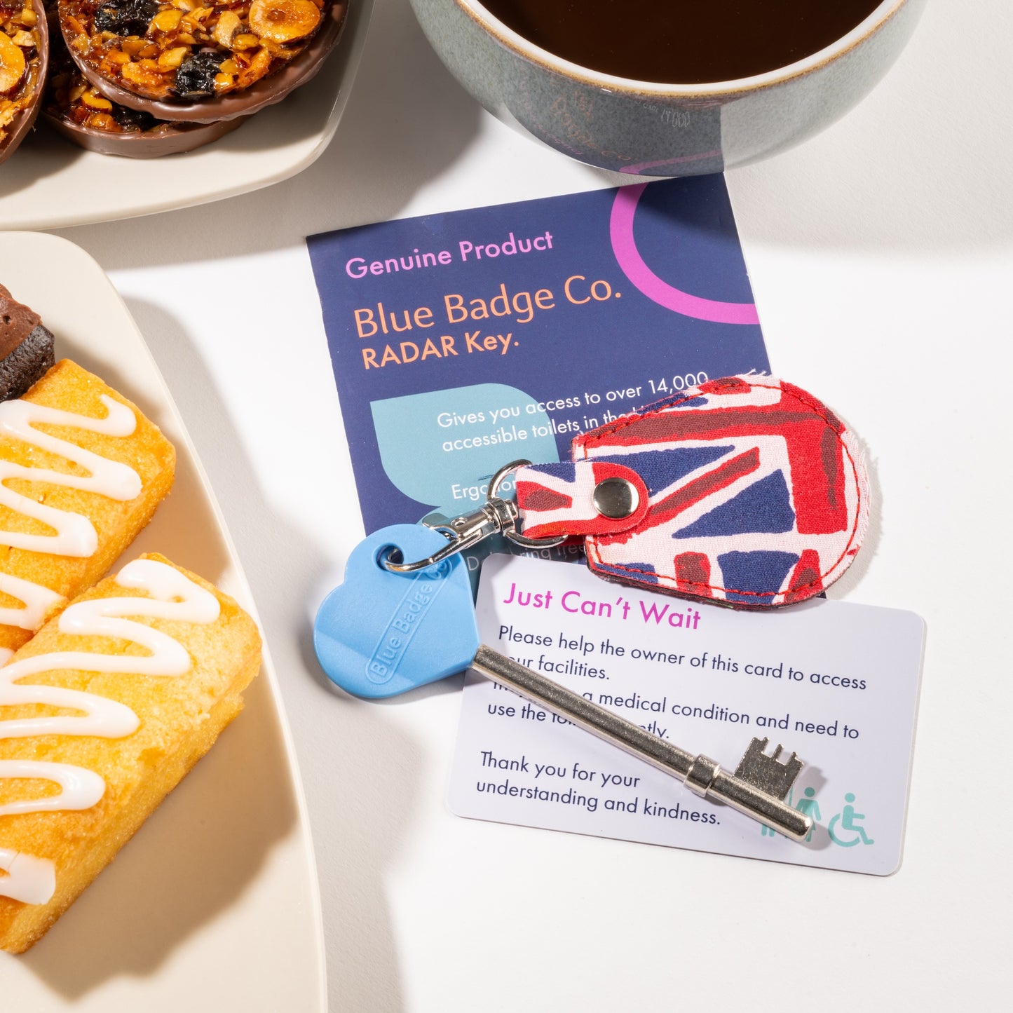 Genuine RADAR Disabled Toilet Key and Fabric Keyring in Union Jack - UK Made