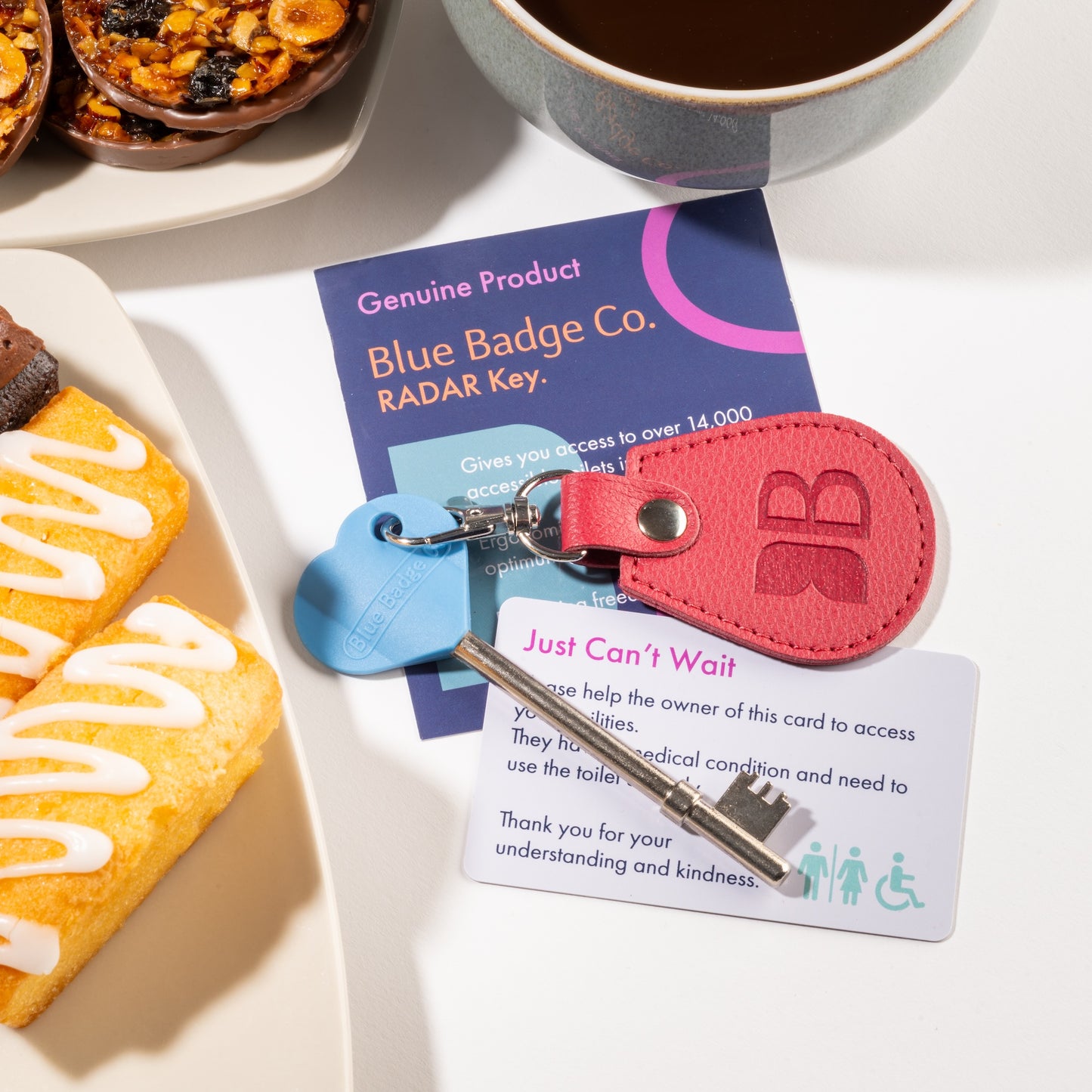 Recycled Bottles Keyring with Disabled Toilet RADAR Key in Raspberry