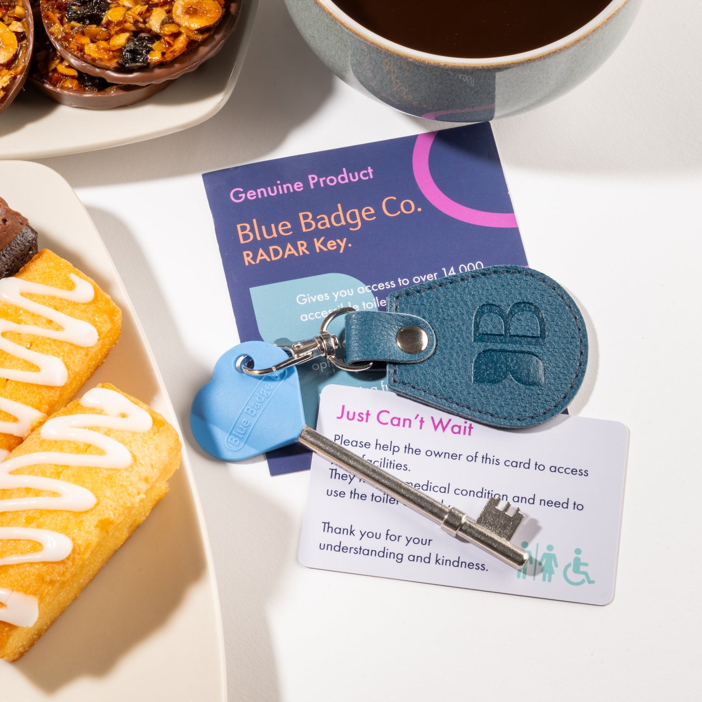 Recycled Bottles Keyring with Disabled Toilet RADAR Key in Peacock