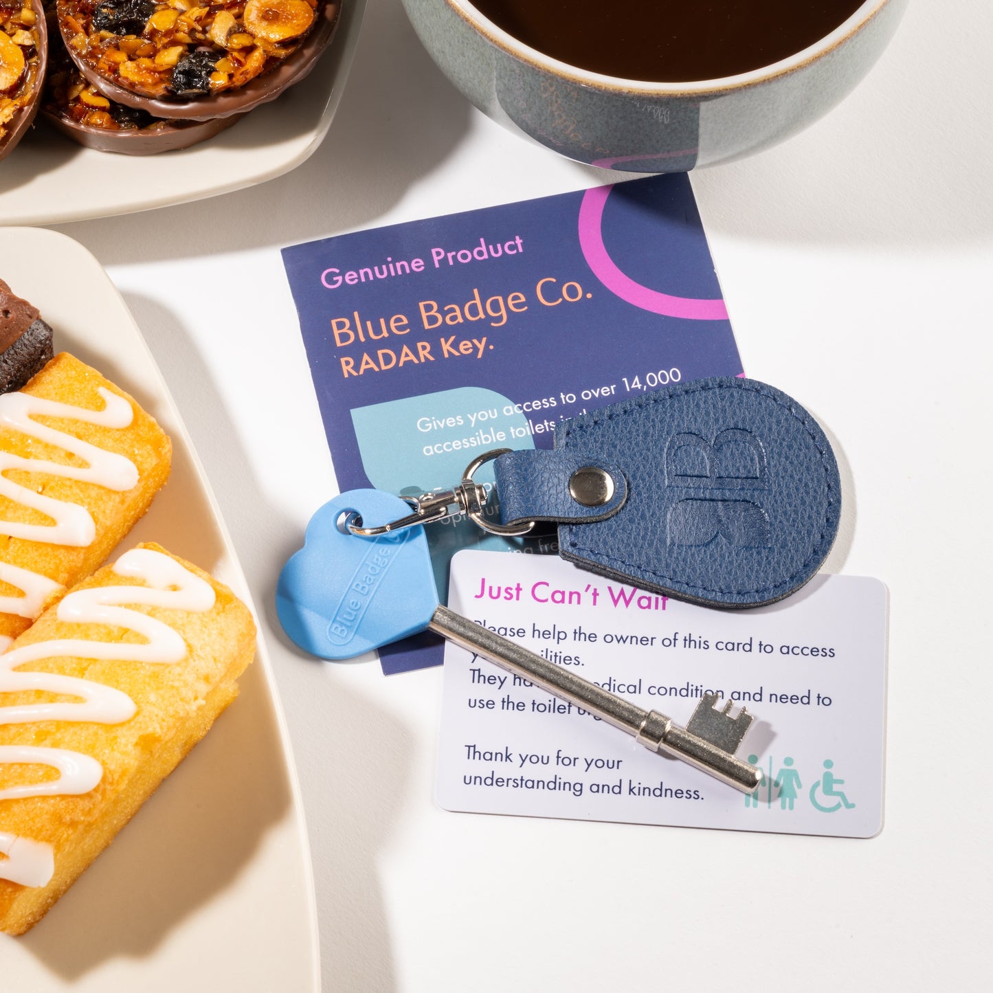 Recycled Bottles Keyring with Disabled Toilet RADAR Key in Navy