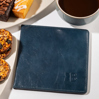 Disabled Blue Badge Parking Permit Wallet in Navy Leather - UK Made