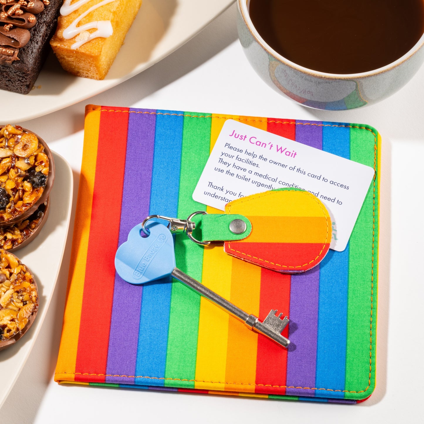 Disabled Blue Badge Wallet, Keyring and RADAR Key in Rainbow Stripe - UK Made