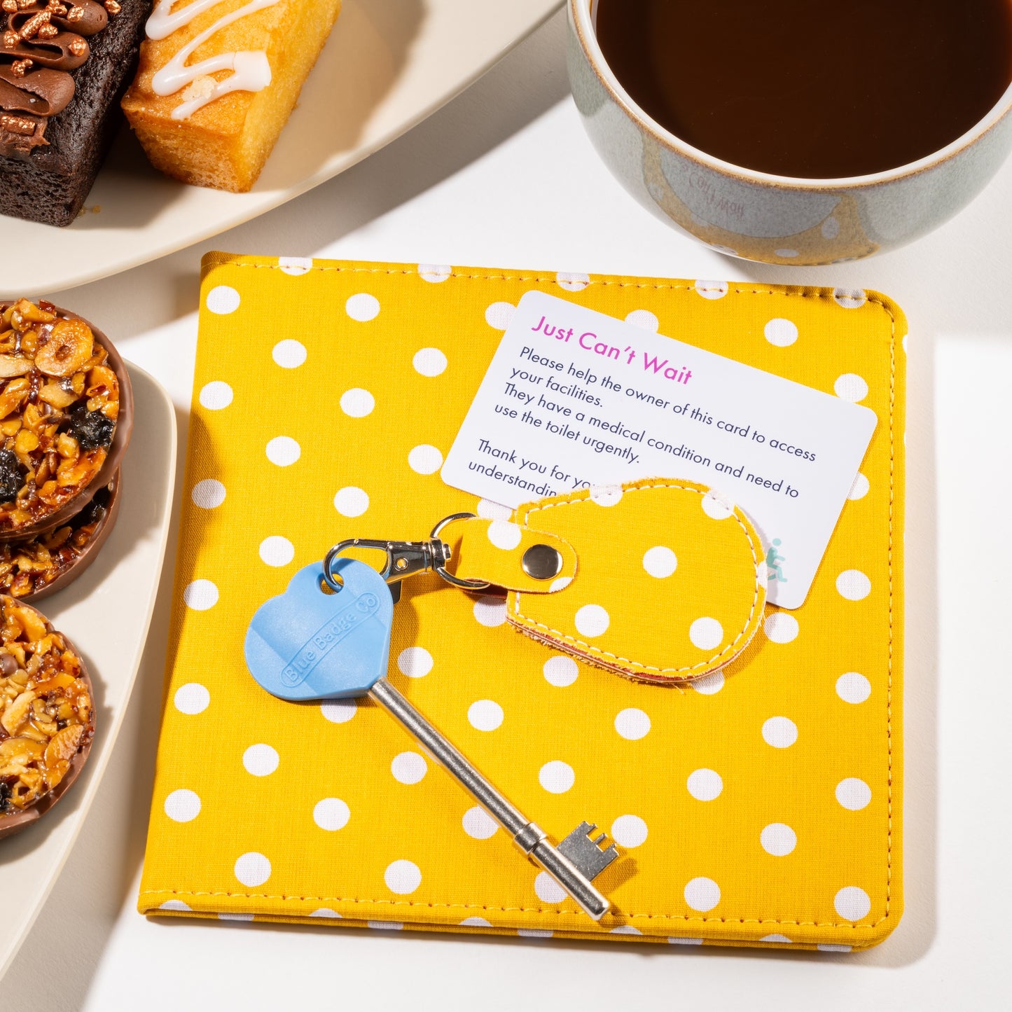 Disabled Blue Badge Wallet, Keyring and RADAR Key in Spotty Canary Yellow - UK Made