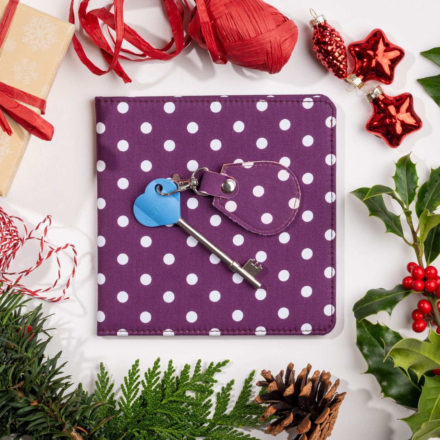 Disabled Blue Badge Wallet, Keyring and RADAR Key in Spotty Grape - UK Made