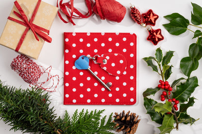 Disabled Blue Badge Wallet, Keyring and RADAR Key in Spotty Red - UK Made