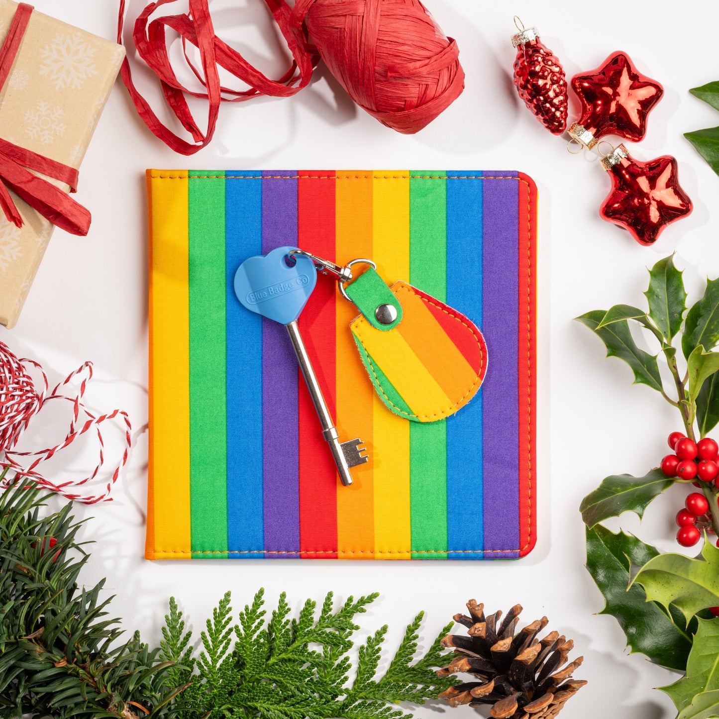 Disabled Blue Badge Wallet, Keyring and RADAR Key in Rainbow Stripe - UK Made