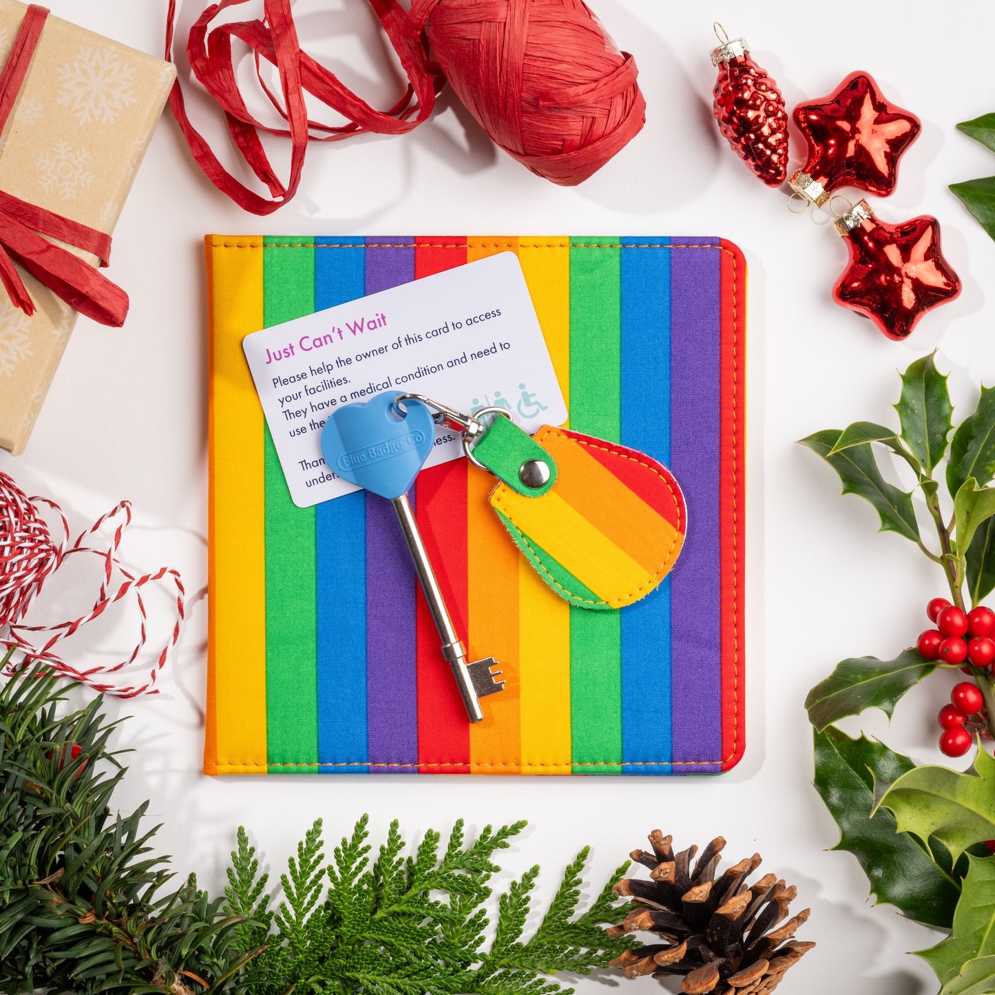 Disabled Blue Badge Wallet, Keyring and RADAR Key in Rainbow Stripe - UK Made