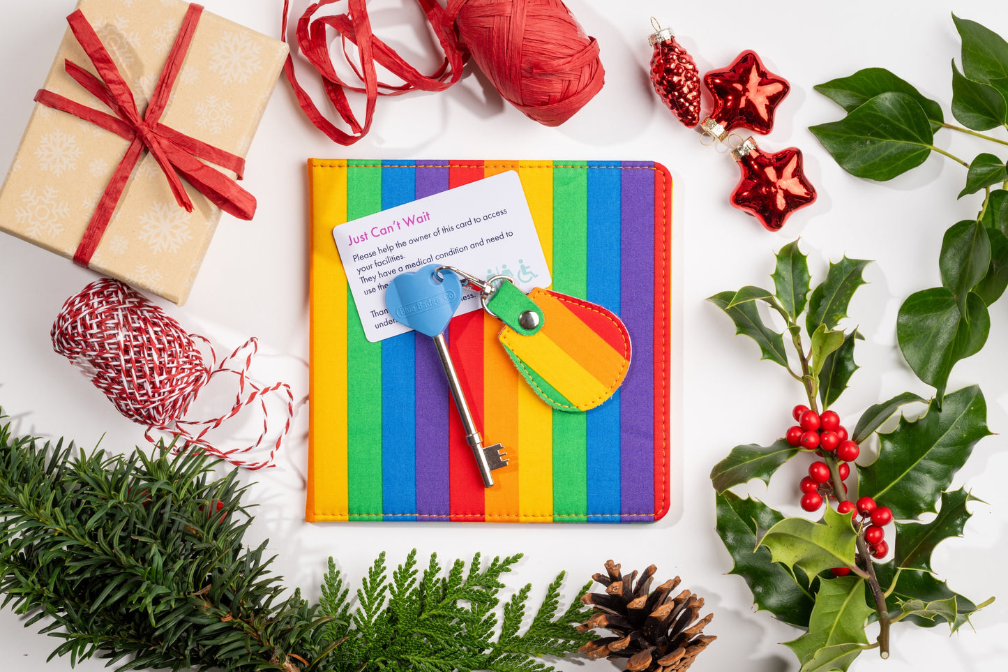 Disabled Blue Badge Wallet, Keyring and RADAR Key in Rainbow Stripe - UK Made