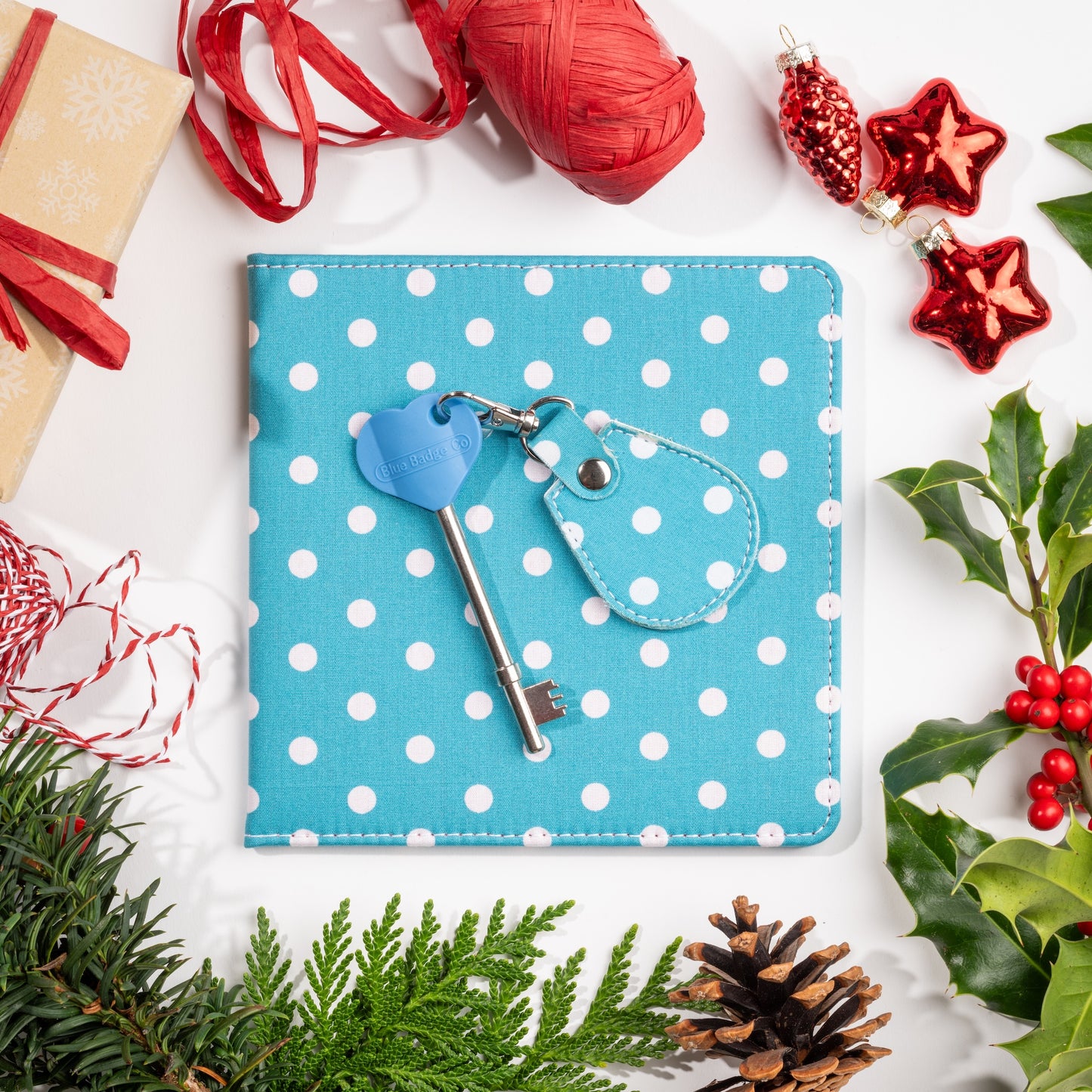 Disabled Blue Badge Wallet, Keyring and RADAR Key in Spotty Aquamarine - UK Made