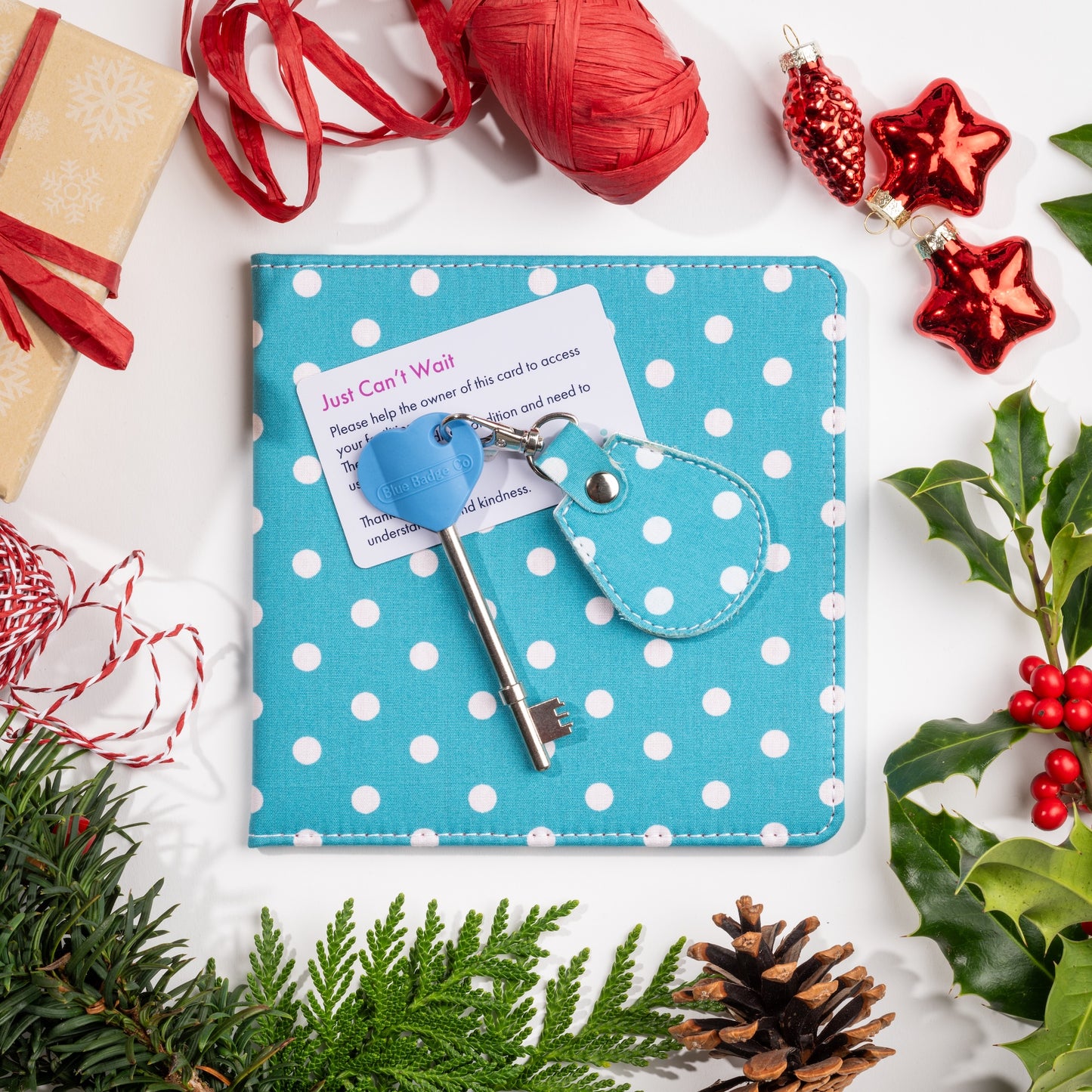 Disabled Blue Badge Wallet, Keyring and RADAR Key in Spotty Aquamarine - UK Made