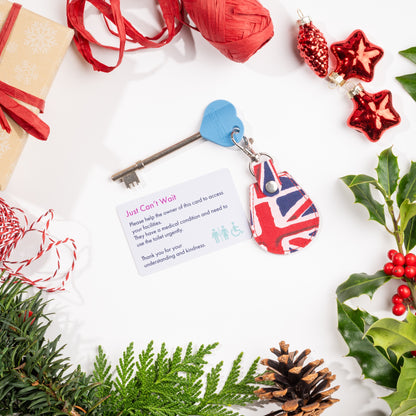 Genuine RADAR Disabled Toilet Key and Fabric Keyring in Union Jack - UK Made