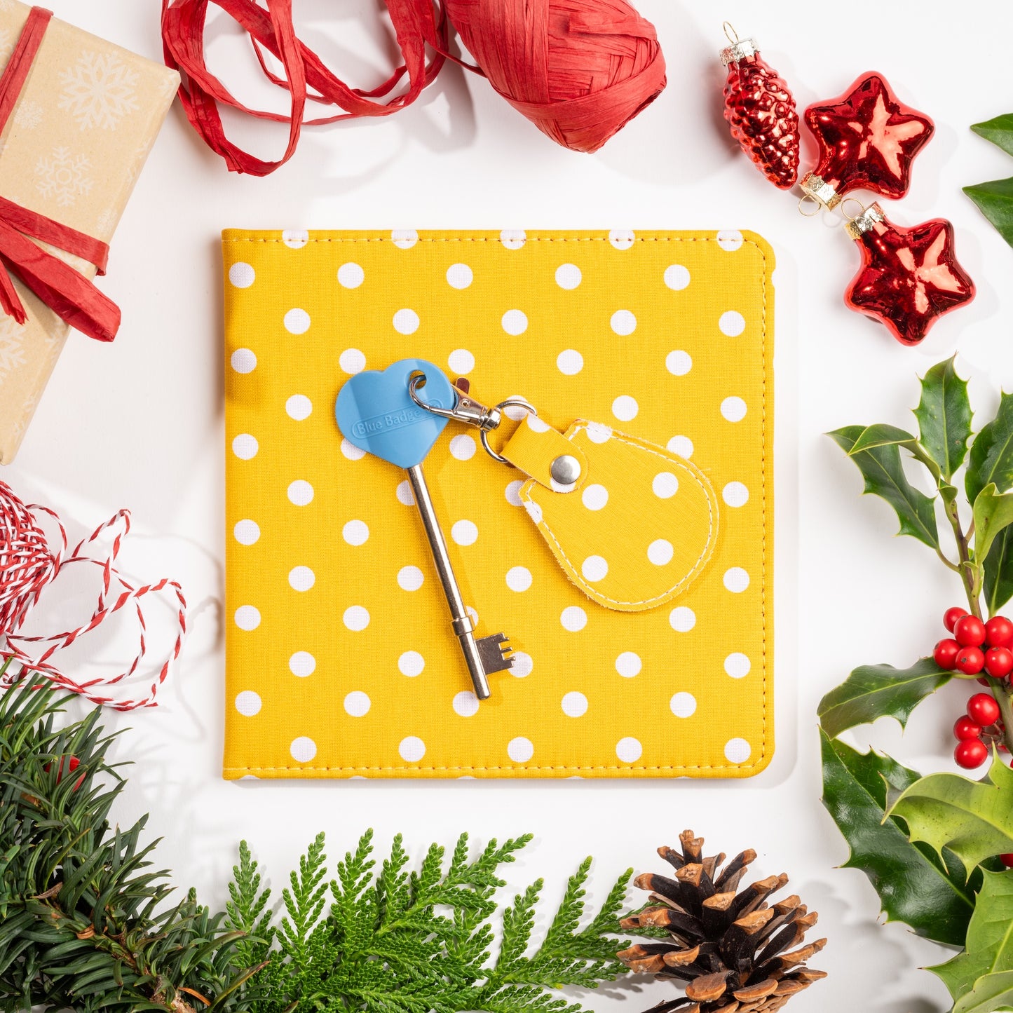 Disabled Blue Badge Wallet, Keyring and RADAR Key in Spotty Canary Yellow - UK Made