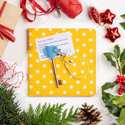 Disabled Blue Badge Wallet, Keyring and RADAR Key in Spotty Canary Yellow - UK Made