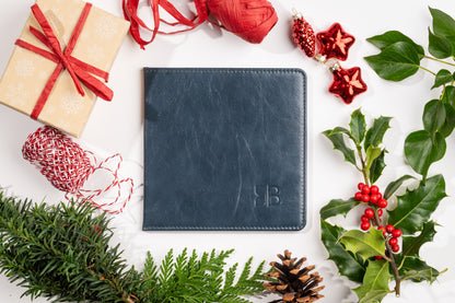 Disabled Blue Badge Parking Permit Wallet in Navy Leather - UK Made