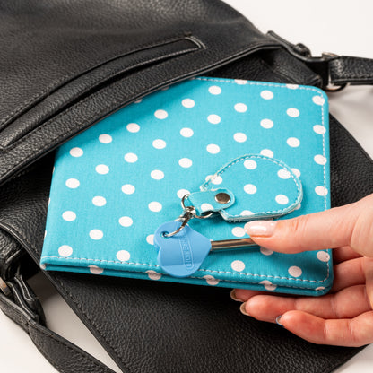 Disabled Blue Badge Wallet, Keyring and RADAR Key in Spotty Aquamarine - UK Made