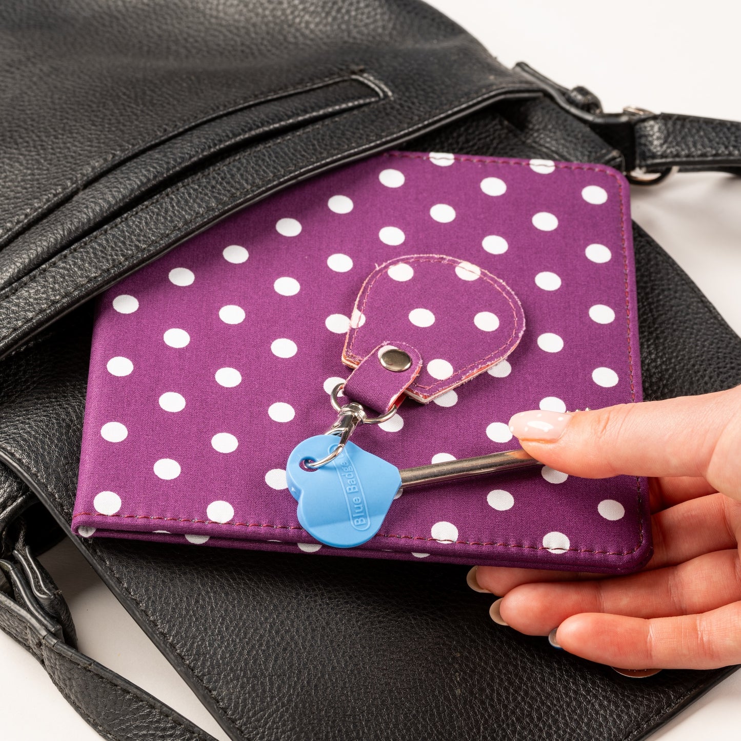 Disabled Blue Badge Wallet, Keyring and RADAR Key in Spotty Grape - UK Made