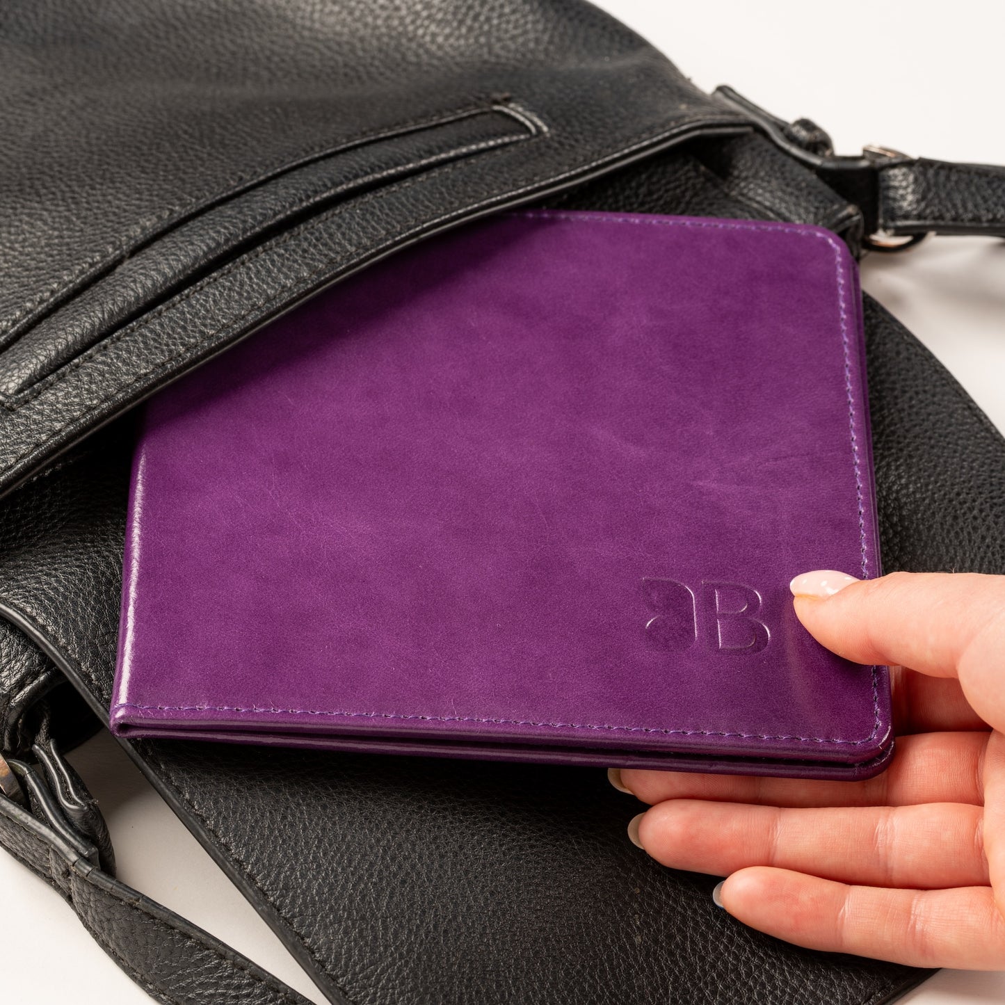 Disabled Blue Badge Parking Permit Wallet in Purple Leather - UK Made